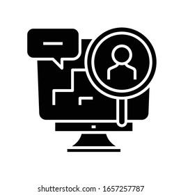 Icono negro de investigación digital, ilustración conceptual, símbolo plano vectorial, signo de glifo.