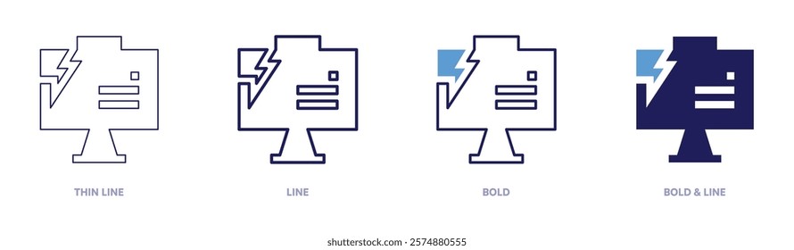 Digital research icon in 4 different styles. Thin Line, Line, Bold, and Bold Line. Duotone style. Editable stroke.