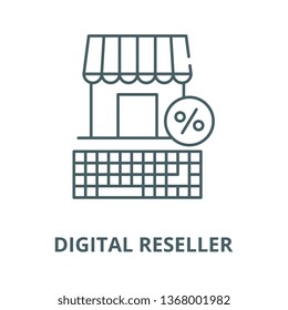 Digital reseller line icon, vector. Digital reseller outline sign, concept symbol, flat illustration