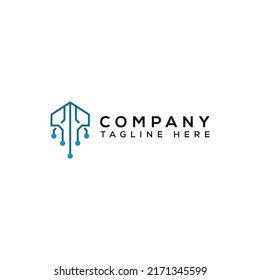 digital residential logo vector design template. system real estate logo design vector illustration with modern, simple and elegant styles isolated on white background. eco tech home logo design