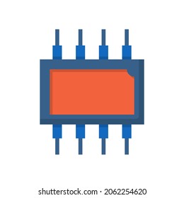 Digital resistors filled line icon, electronic and circuit part accessories in main board