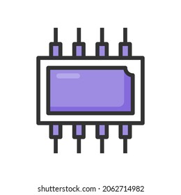 Digital resistors filled line icon, electronic and circuit part accessories 4000x4000 pixel of artboard white background