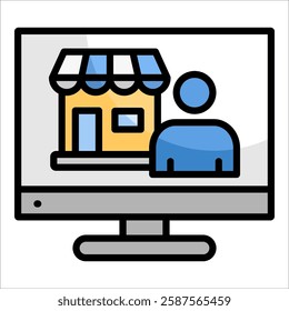 Digital Retail Assistant Icon Element For Design
