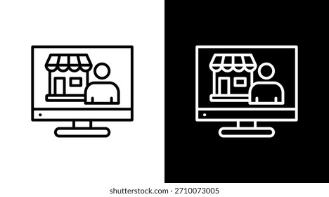 Design de Conjunto de Ícones Brancos do Assistente de Varejo Digital