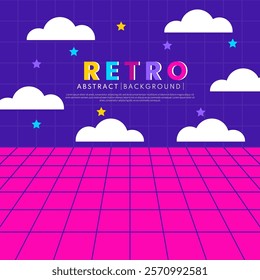 Digital retro landscape cyber surface. Game style concept from the 90s-80s.