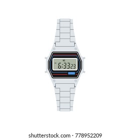 Digital retro watch on white background. Vector illustration