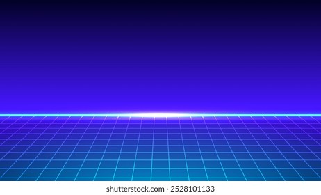 Digital retro wireframe future cyberpunk abstract background concept. Design for 80s, 90s, neon, light, cyberpunk, magic, portal, retro future.