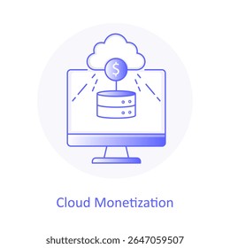 Digital Revenue Icon, IT Monetization System, Cloud Payment Model, Online Service Earnings, Platform Monetization, Revenue Growth Cloud