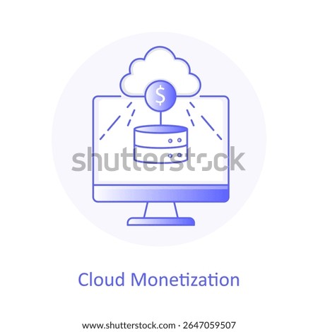 Digital Revenue Icon, IT Monetization System, Cloud Payment Model, Online Service Earnings, Platform Monetization, Revenue Growth Cloud