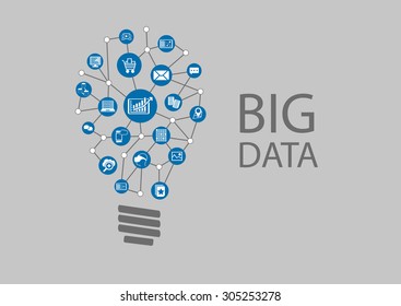 Digital Revolution For Big Data And Predictive Analytics. Finding New Ideas Represented By Light Bulb.