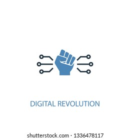 digital revolution concept 2 colored icon. Simple blue element illustration. digital revolution concept symbol design. Can be used for web and mobile UI/UX