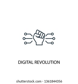 Digital Revolution Concept Line Icon. Simple Element Illustration. Digital Revolution Concept Outline Symbol Design. Can Be Used For Web And Mobile UI/UX