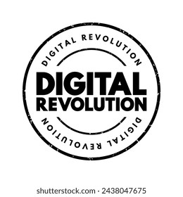 Digitale Revolution - Übergang von mechanischer und analoger Elektronik zur digitalen Elektronik, Textkonzeptstempel