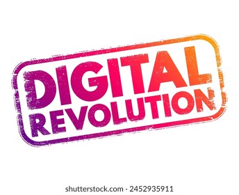 Digitale Revolution - Übergang von mechanischer und analoger Elektronik zur digitalen Elektronik, Textkonzeptstempel