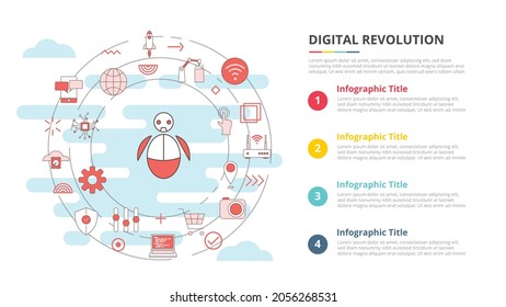 digital revolution technology concept for infographic template banner with four point list information