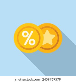Digital rewards coins icon flat vector. Cashback program. Credit payment