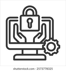 Digital Rights Management Outline Icon Vector Illustration