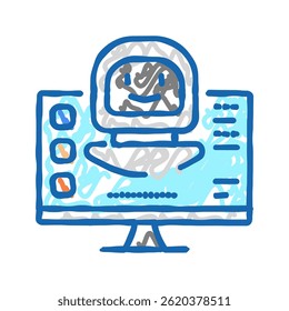 Vector de dibujo de icono de doodle de robot digital. signo de robot digital. ilustración de símbolo aislado