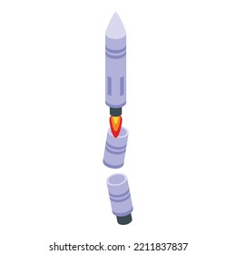 Digital rocket icon isometric vector. Launch startup. Ship space