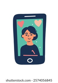 digital romance, simple vector illustration
