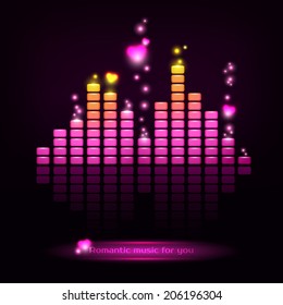 Digital romantic equalizer with hearts. Vector illustration