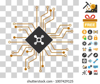 Digital Roulette Circuit icon with bonus bitcoin mining and blockchain images. Vector illustration style is flat iconic symbols. Designed for bitcoin apps.