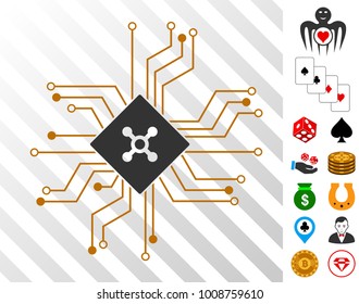 Digital Roulette Circuit icon with bonus gambling design elements. Vector illustration style is flat iconic symbols. Designed for gamble ui.