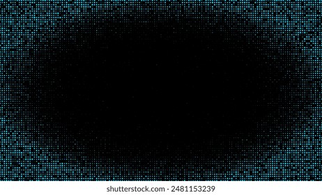 Digital round texture or pattern background. Futuristic glitch matrix. Visualization of big data. Monochrome noise halftone backdrop. Vector illustration.