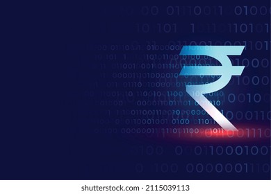 digital rupee background with binary number codes