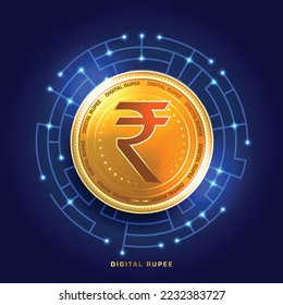 Digital Rupee or E-Rupee creative concept. Digital money. Vector illustration