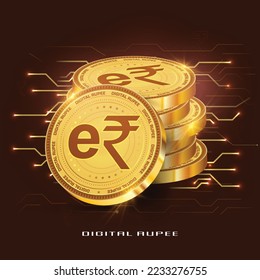 Digital Rupee or E-Rupee creative concept. Digital money. Vector illustration