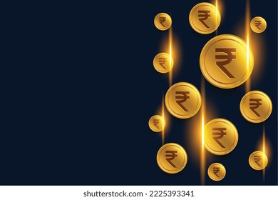 digital rupee inr indian currency golden coin background vector