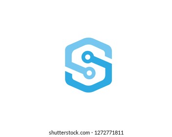 Digital S Block Network Alphabet Logo Sync