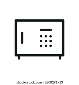 Icono aislado de seguridad digital, icono de vector lineal seguro de hotel con trazo editable