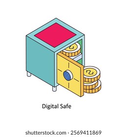 Digital Safe isometric Colored illustration. EPS File stock illustration