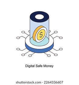 Digital Safe Money Vector Isometric Filled Outline icon for your digital or print projects.