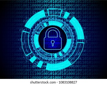 Digital safety concept . Closed padlock with binary code digital numbers.technology and digital background. vector 

