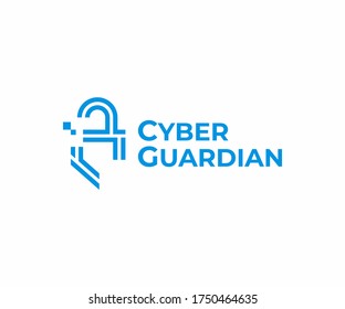 Design des Digital Safety Logos. Cybersicherheit, Vektordesign. Schleuse mit Schilddecke