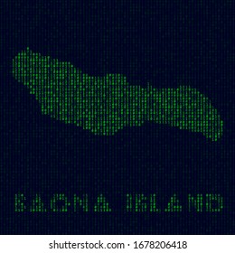 Digital Saona Island logo. Symbol in hacker style. Binary code map of Saona Island with name. Superb vector illustration.