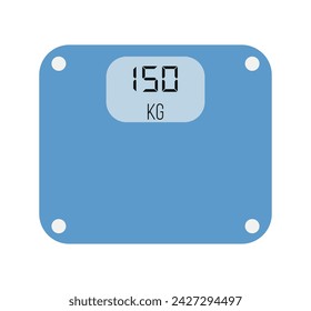 Digitale Waage 150 kg. Skalenvektordesign zum Wiegen isoliert auf hellem Hintergrund