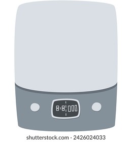 digital scale, coffee scale with timer, pour over coffee equipment, flat design, vector illustration