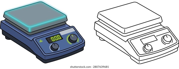 A digital scale and its line art counterpart are shown