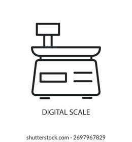 Iconos de línea delgada de escala digital. Ilustración vectorial original.