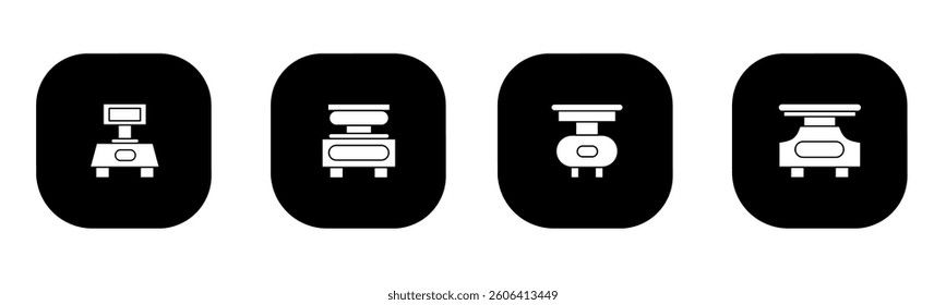 Digital scales icon in flat. A digital scales icon design. Stock vector.