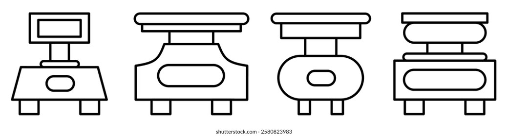 Digital scales icon. Digital scales thin line icon collection. Stock vector..