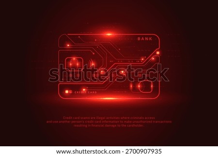Digital Scam Fraud Credit Card Hacker Cyber Security Crime Danger Warning Theft Data Vector