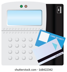 Digital scanner of security and safety card.. Vector illustration.