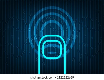 Digital Scanning and Finger Print,Scan Identification System Concept,on Circuit background Hi-tech and technology Concept design,Vector Illustration.