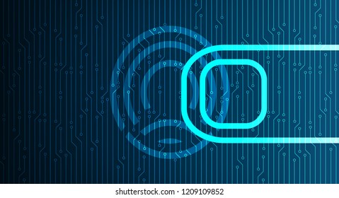 Digital Scanning and Finger Print,Scan Identification System Concept,on Circuit background Hi-tech and technology Concept design,Vector Illustration.