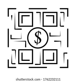 Digital scanning qr code label icon